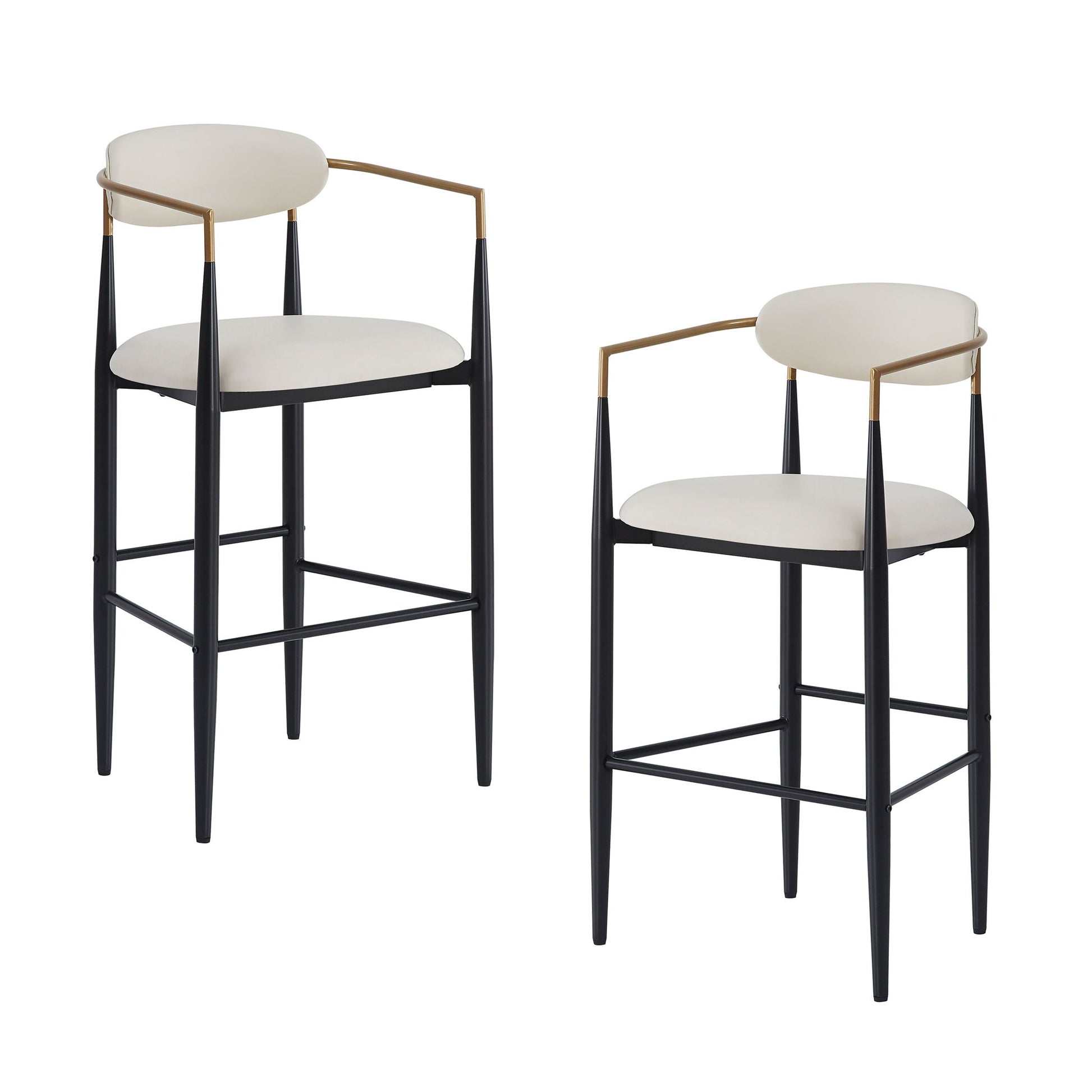 Upholstered Barstools With Back For Kitchen (Set of 2) Noble House