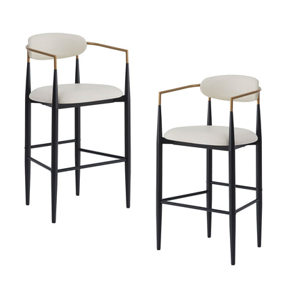 Upholstered Barstools With Back For Kitchen (Set of 2) Noble House