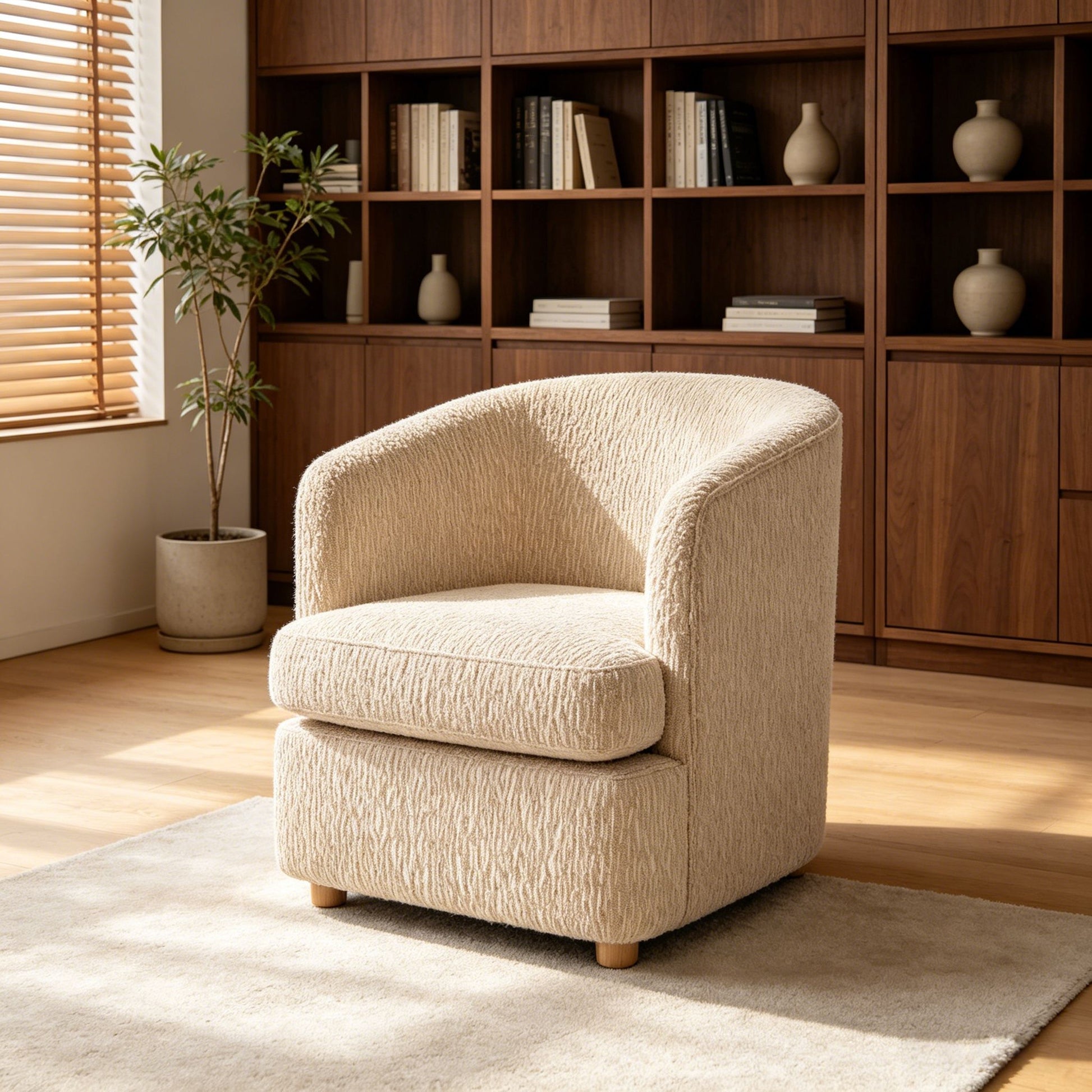Arm Lounge Chair With Removable Seat Cushion - Light Brown Home Essentials