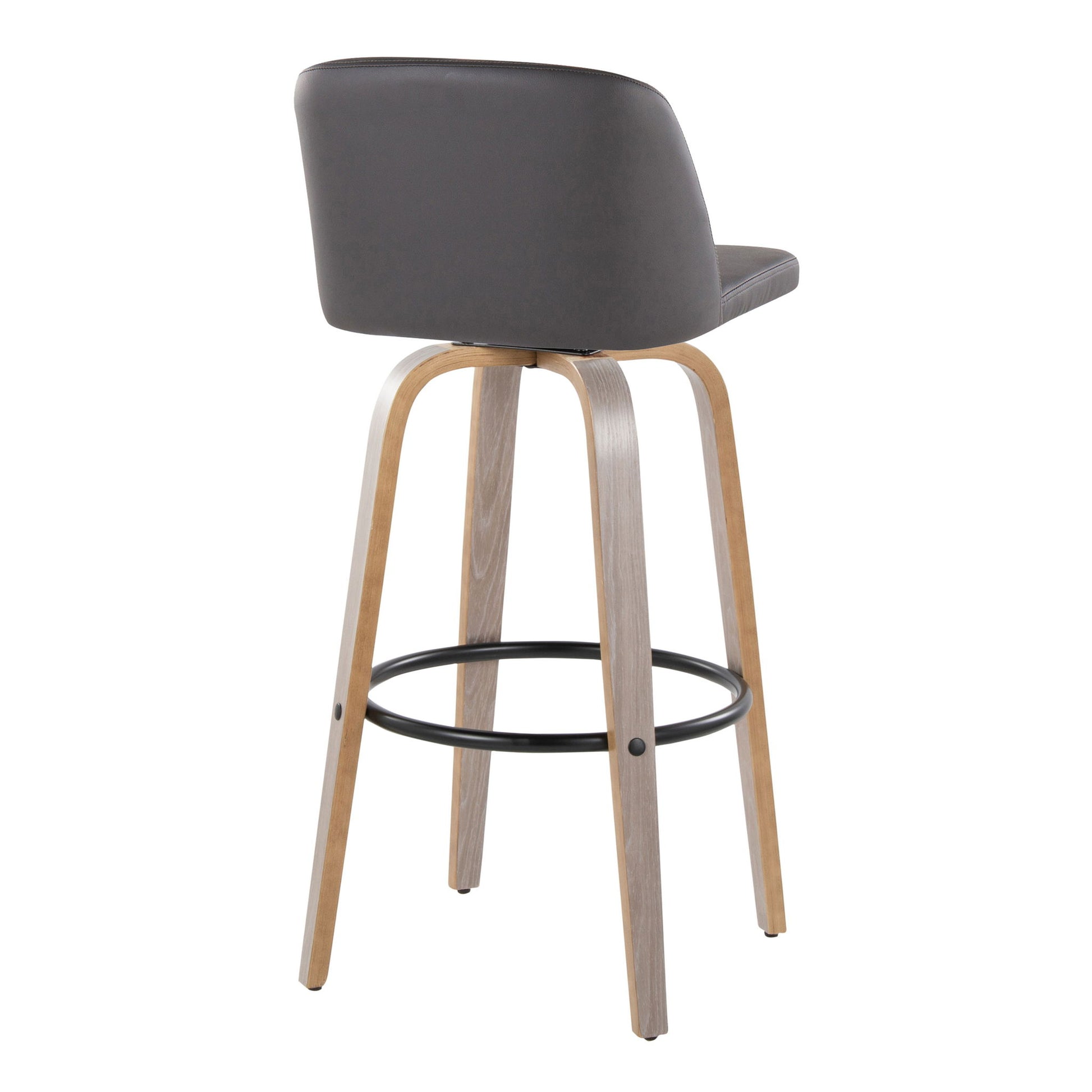 Toriano - Mid-Century Modern Fixed Height BarStool With Round Footrest (Set of 2) Lumi Source