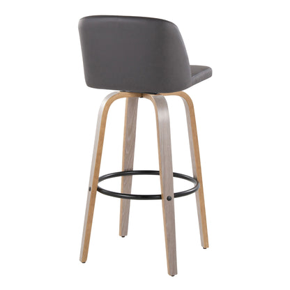 Toriano - Mid-Century Modern Fixed Height BarStool With Round Footrest (Set of 2) Lumi Source