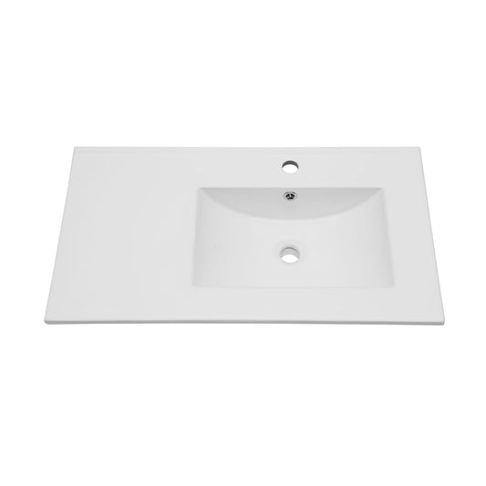 Rectangular Single Vanity Top With 1 Faucet Hole And Overflow, 32" X 18", Spacious Left Countertop For Storage - White Daily Nest