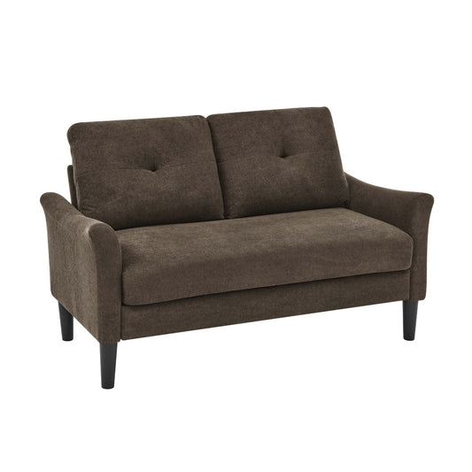 Tufted Loveseat - Dark Brown Home Essentials