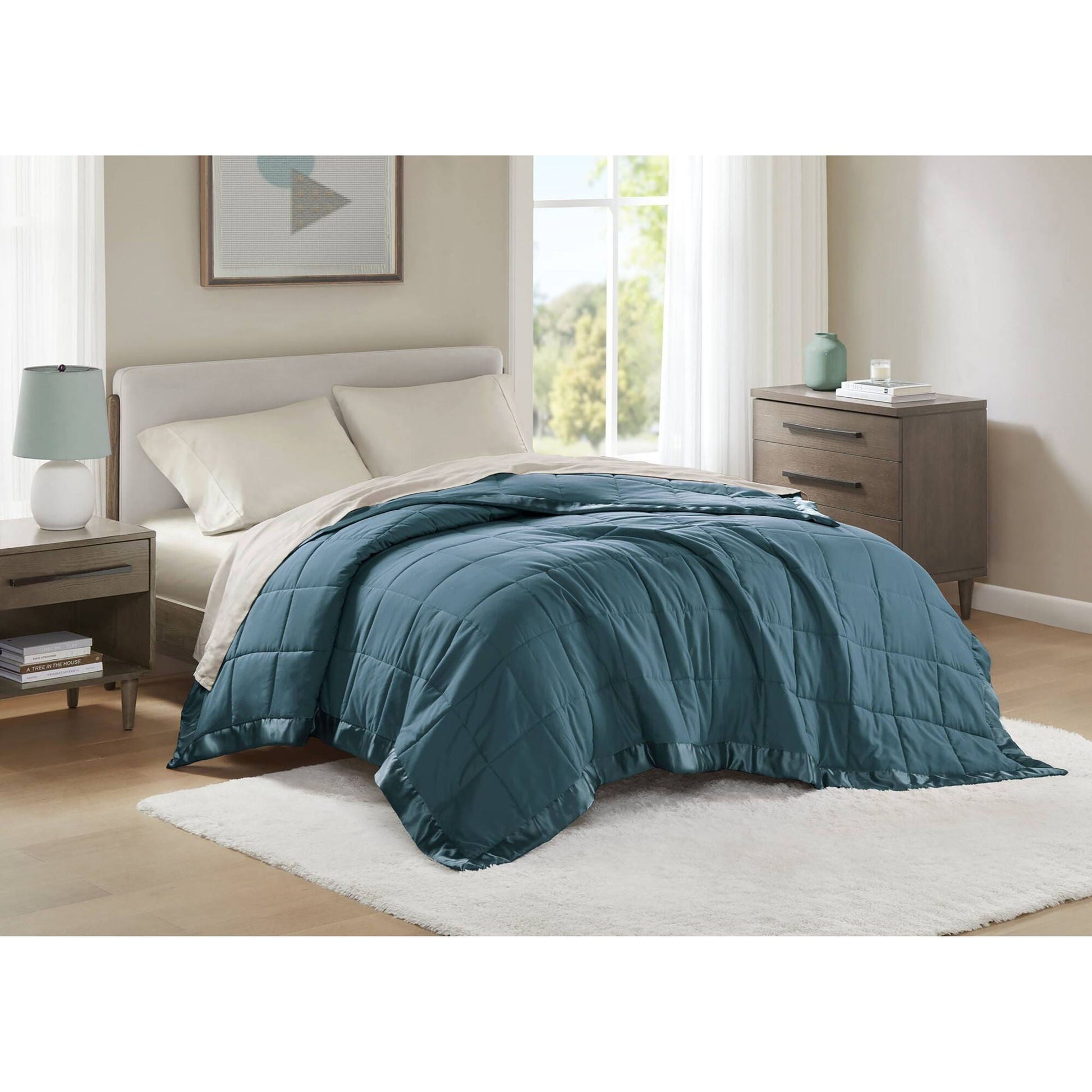 Windom - All Season Hypoallergenic Twin Blanket With 3M Scotchgard - Teal Madison Park