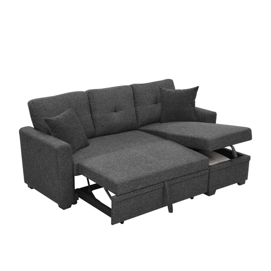 Upholstered Sectional With Pull Out Bed And Chaise Storage Home Essentials