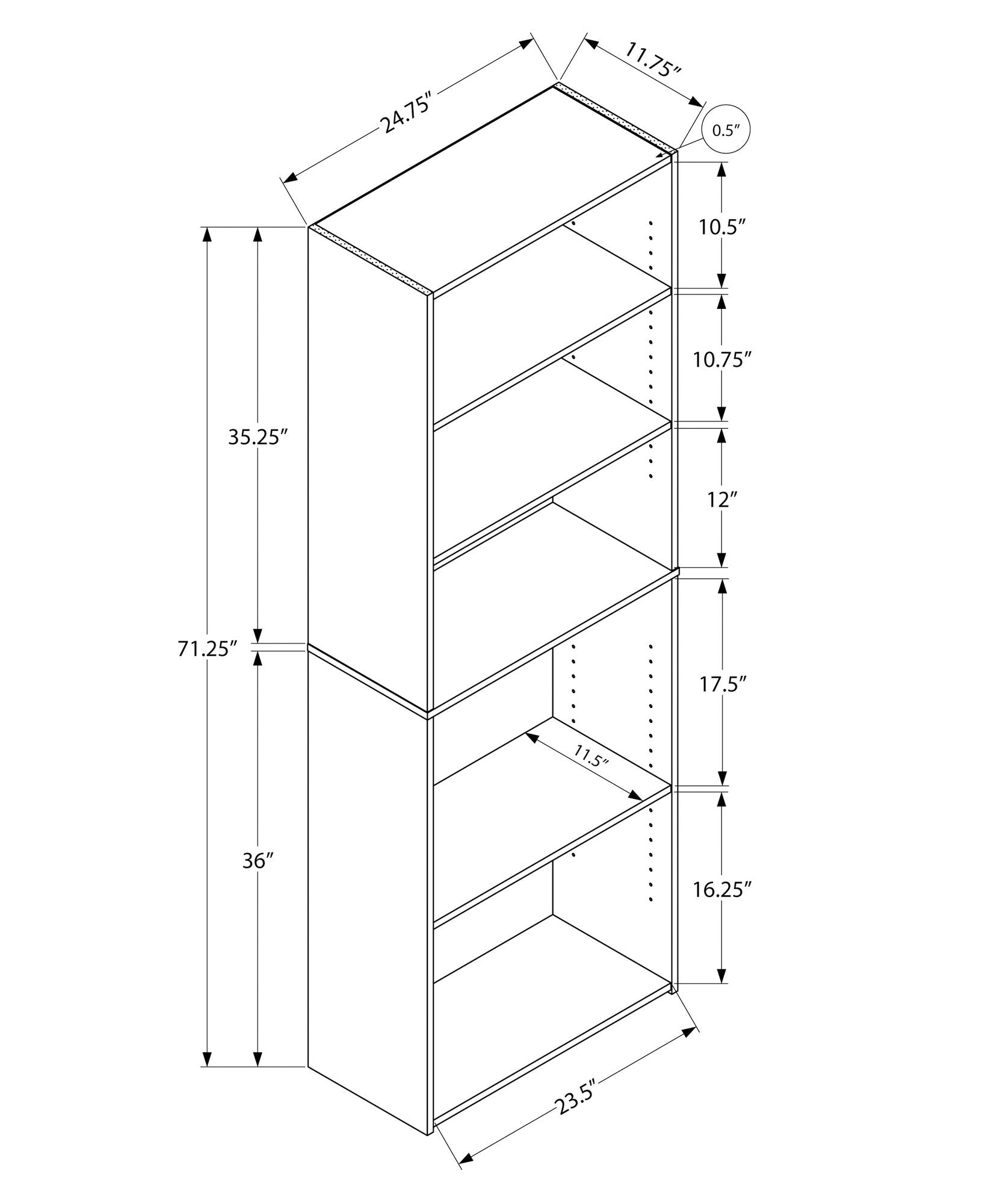 Bookshelf, Bookcase, 6 Tier, For Office, Transitional 8th Street