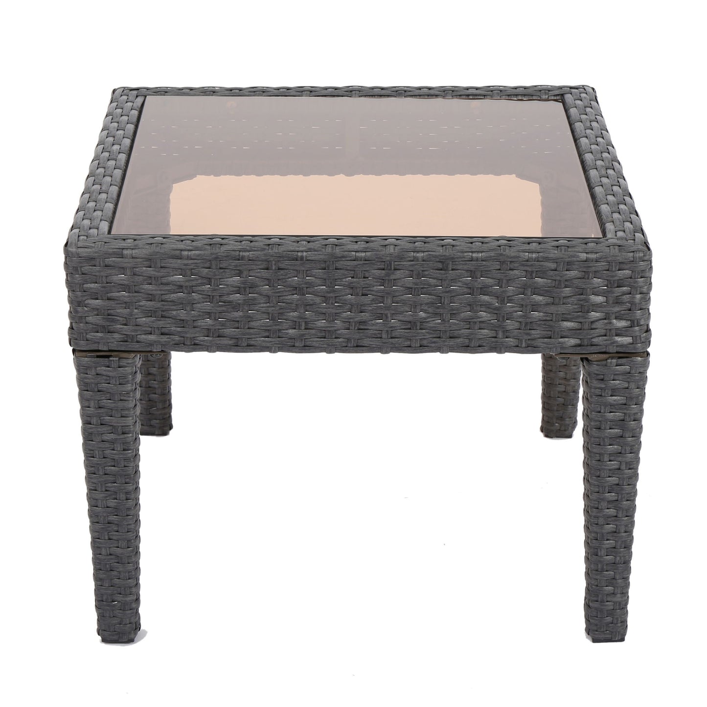 Outdoor Antibes Wicker Side Table, Accent Table - Gray Noble House