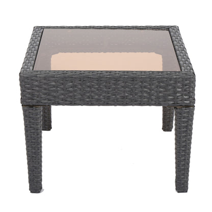 Outdoor Antibes Wicker Side Table, Accent Table - Gray Noble House