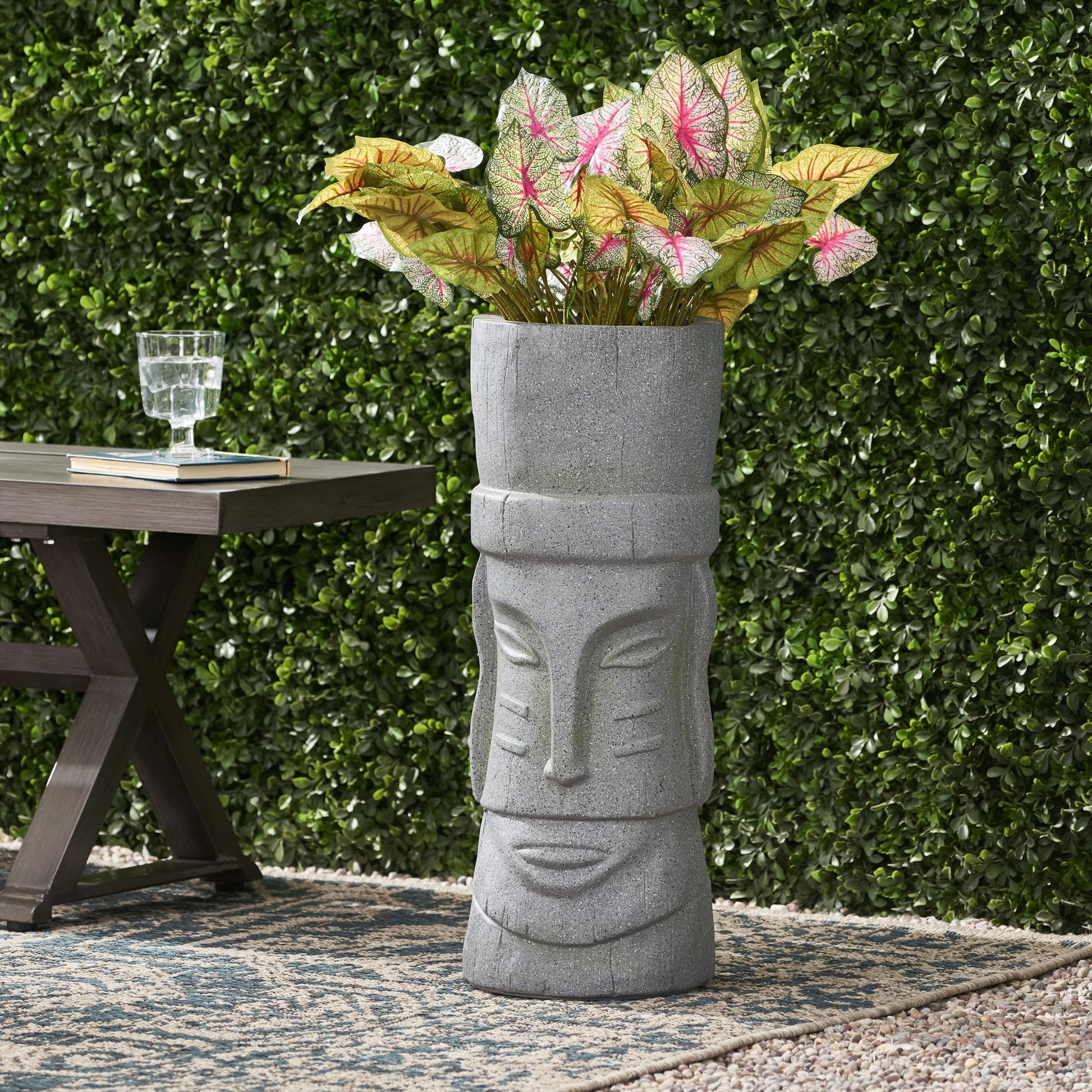 Classic Flower Planter With Magnesium Oxide Material - Stone Gray Noble House