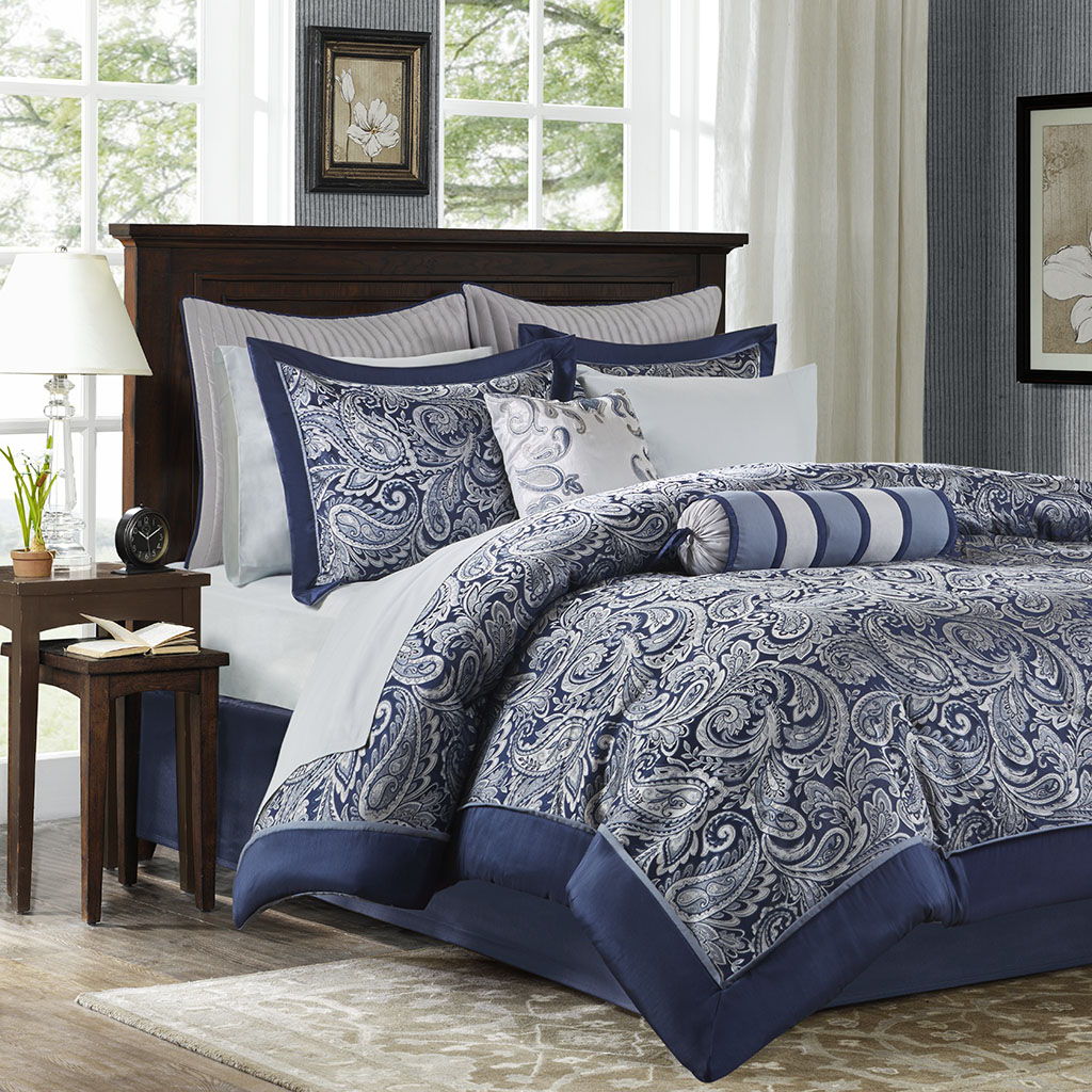 Aubrey - California King Complete Bed (Set of 12) - Navy