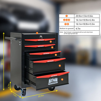 Rolling Metal Tool Chest With Drawers, Steel Storage Cabinet With Ball Bearing Slides Daily Nest