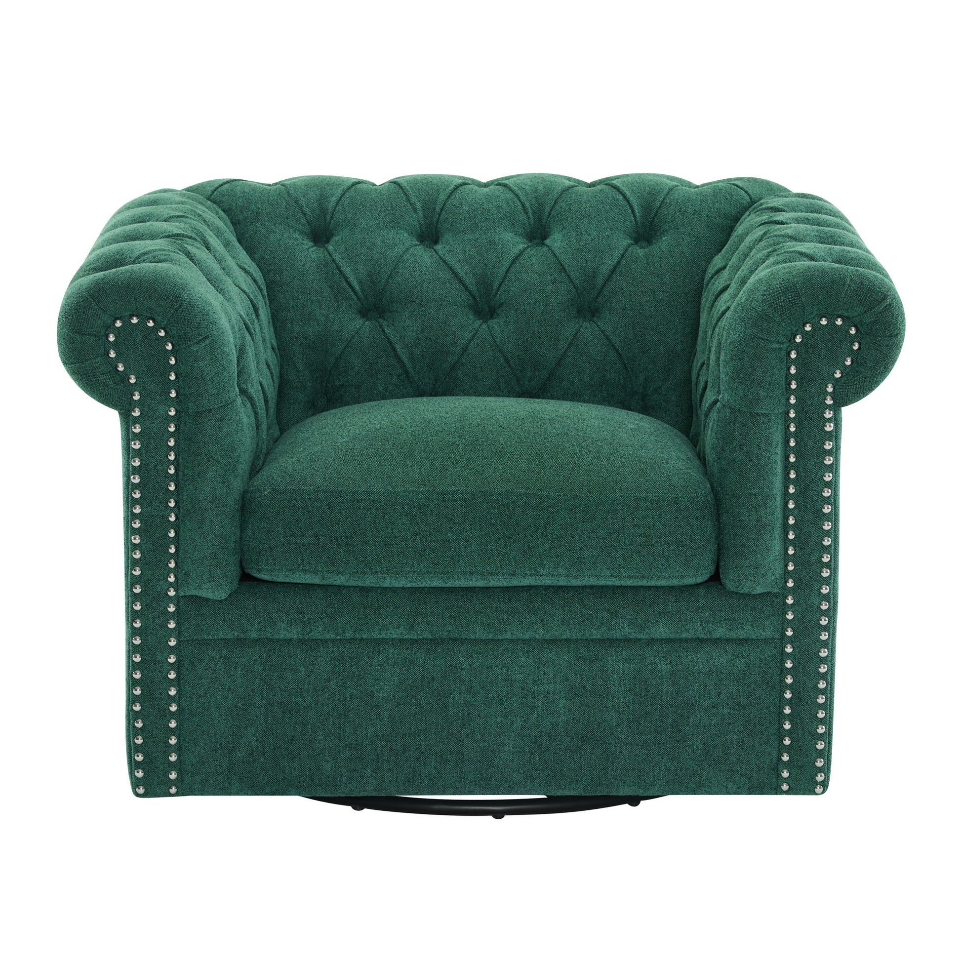 Chesterfield Style Swivel Club Chair With Button Tufted Noble House