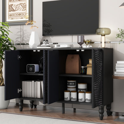 Modern TV Stand With 2 Spacious Storage Space And Anti-Tip Device Hearth and Haven