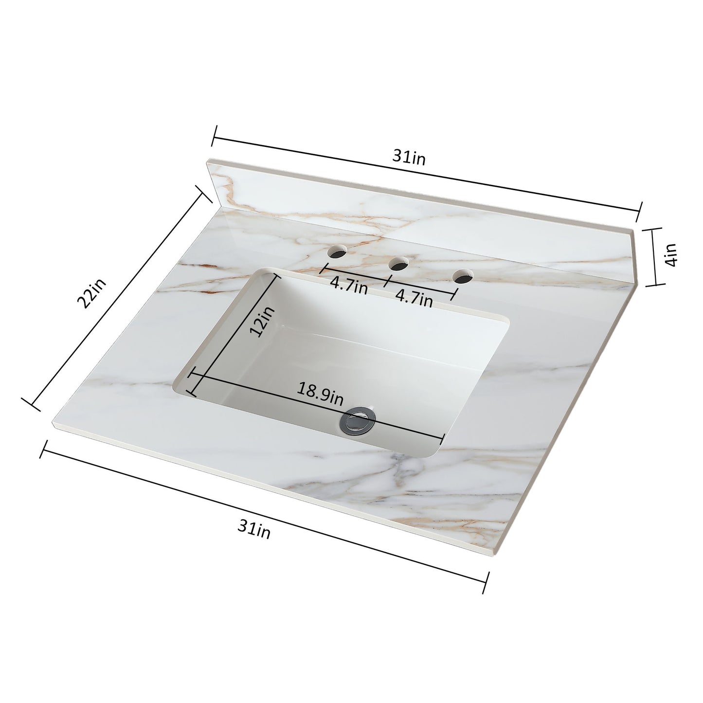 Vanity Top With Undermount Sink And Backsplash, Sintered Stone Daily Nest