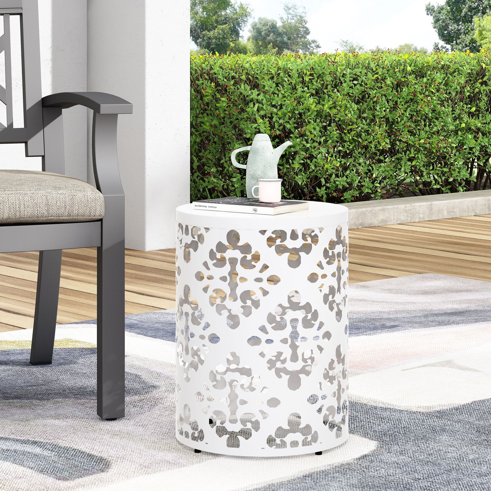 Outdoor Metal Modern Design End Table Noble House