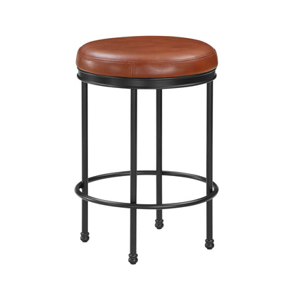 Michael - Backless Counter Height Stool With Padded Seat And Powder Coated Frame - Caramel Home Essentials