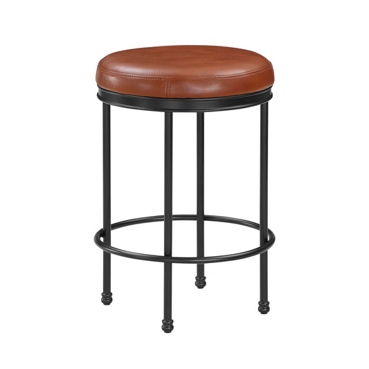 Michael - Backless Counter Height Stool With Padded Seat And Powder Coated Frame - Caramel Home Essentials