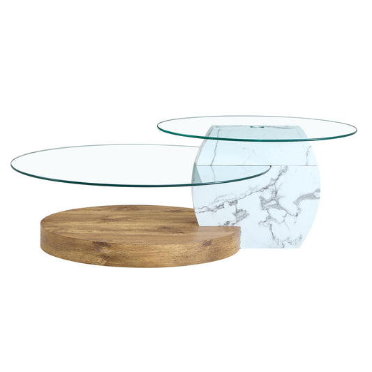 Contemporary Artistic Double Layer Coffee Table,Tempered Glass Top Home Essentials