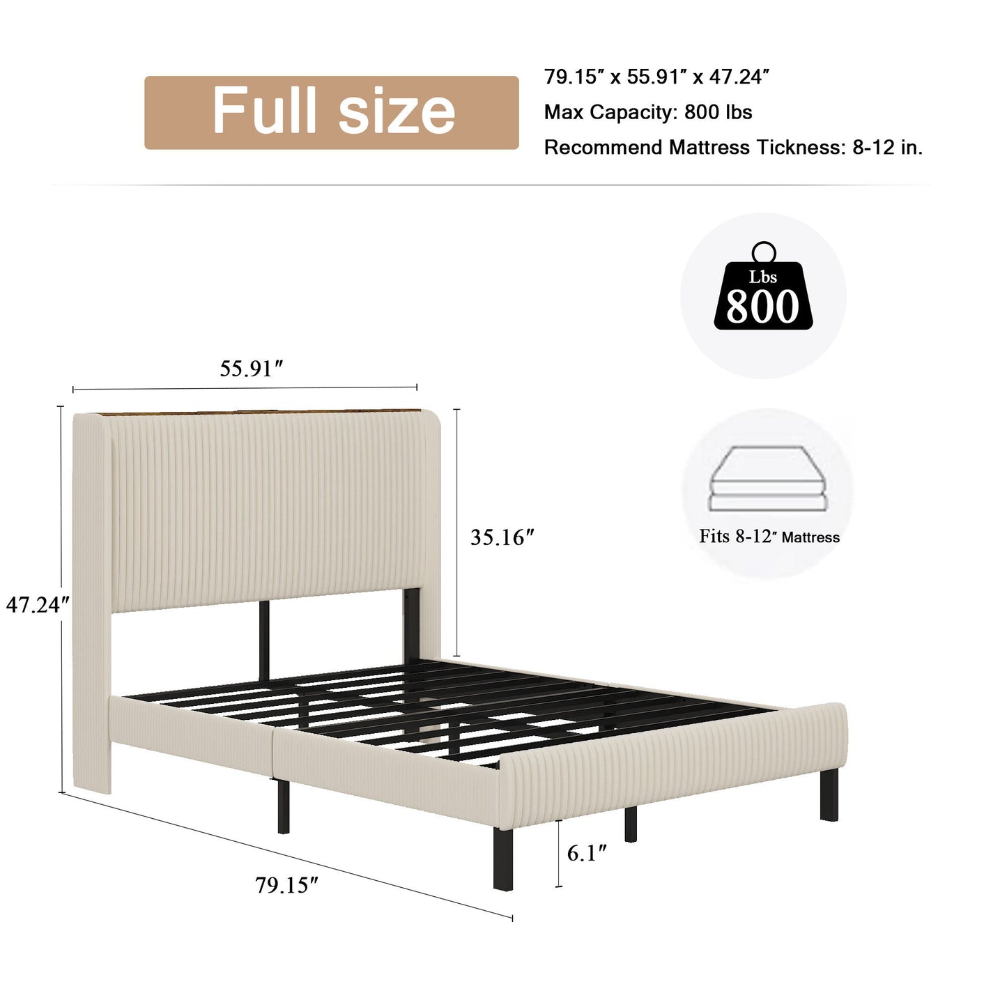 Platform Bed With Metal Frame And Charging Station Home Essentials