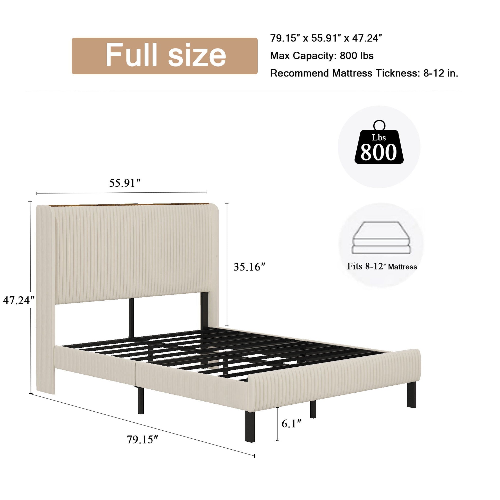 Platform Bed With Metal Frame And Charging Station Home Essentials