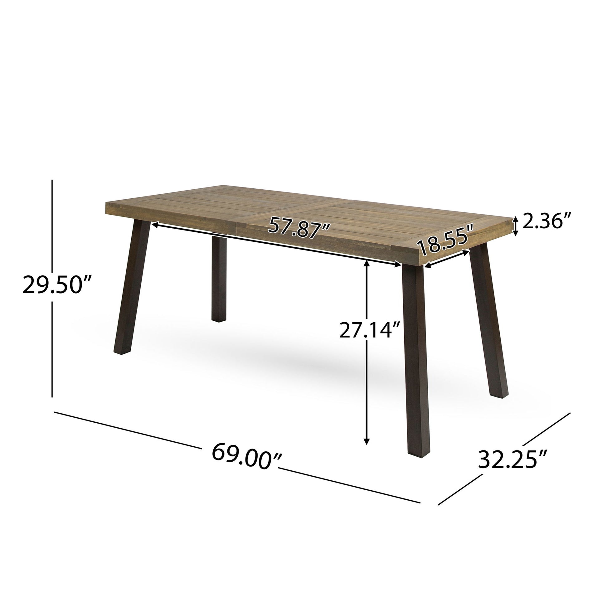 Acacia Wood Dining Table With Slat Design Noble House