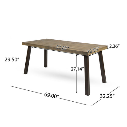 Acacia Wood Dining Table With Slat Design Noble House