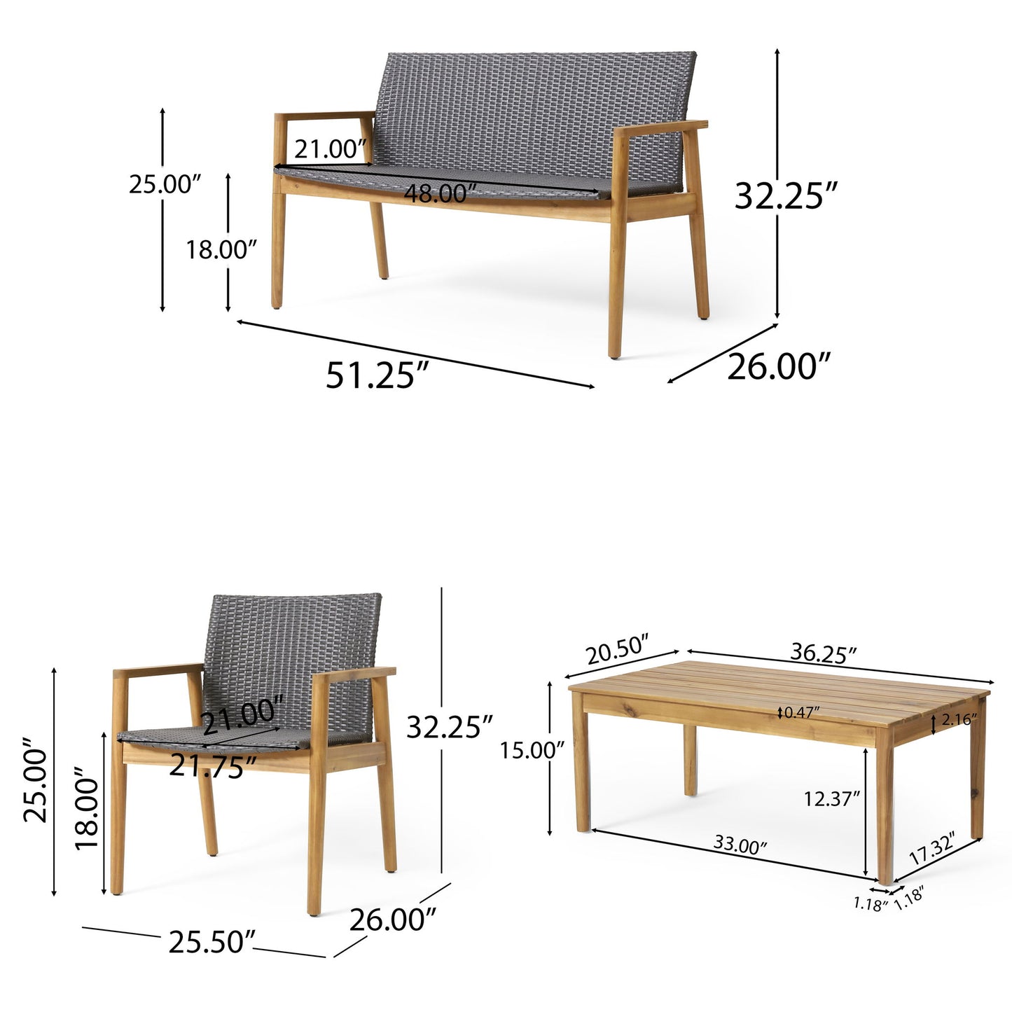 Bryan - Chat Set Outdoor Furniture Frame - Teak Noble House