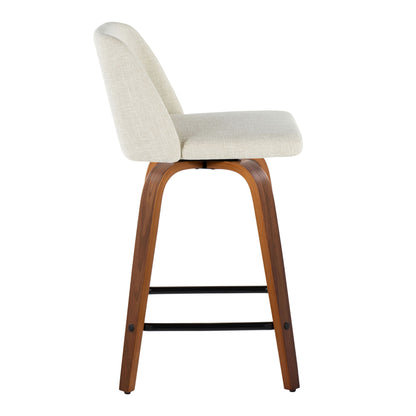 Toriano - Contemporary Fixed Height Counter Stool Swivel With Square Footrest (Set of 2) Lumi Source