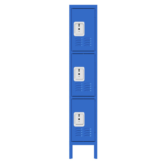 Lockers For Employees With 3 Door Storage Locker Durable For Gym, School, Office - Blue Home Essentials