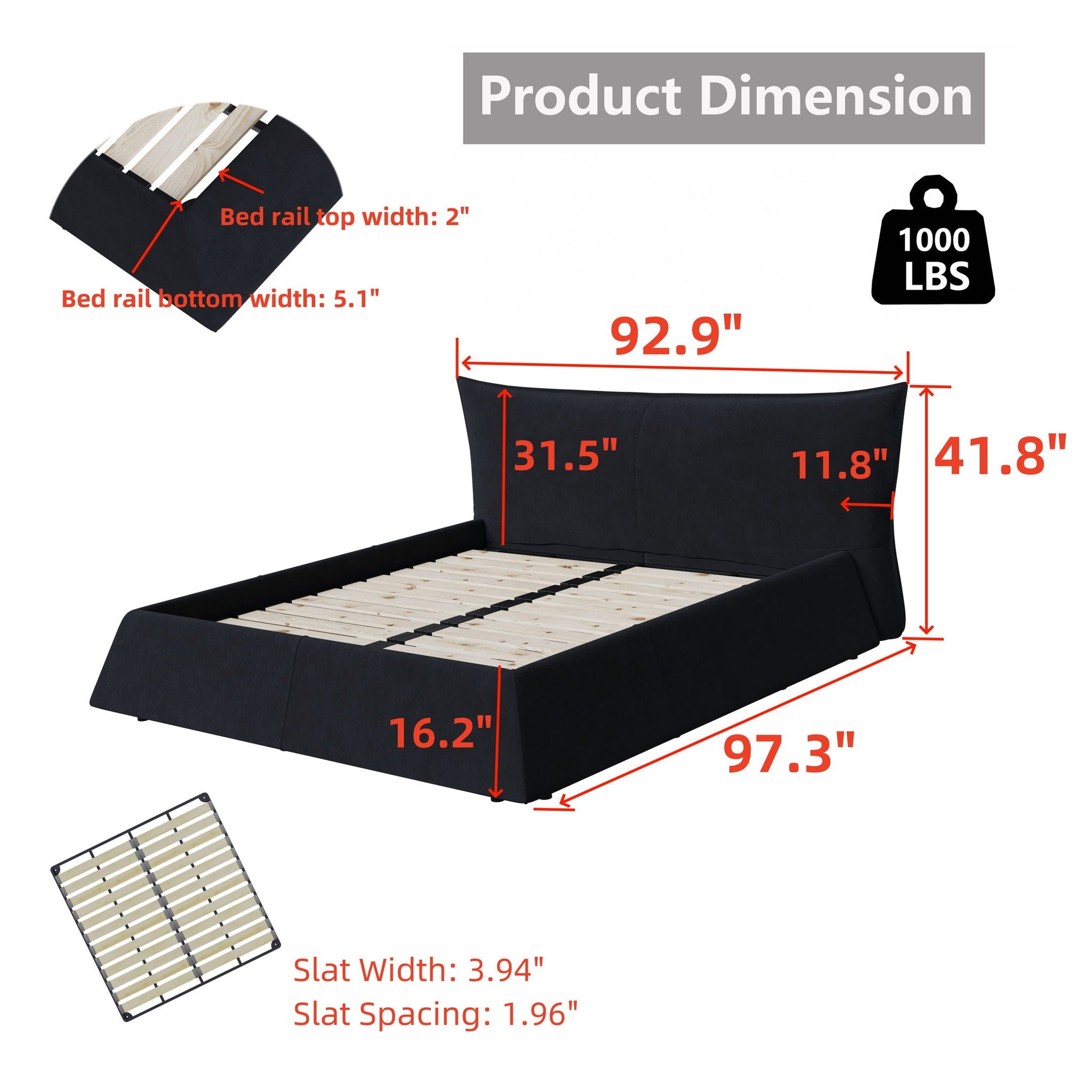 Upholstered Platform Bed With Special Shaped Velvet Headboard Home Essentials