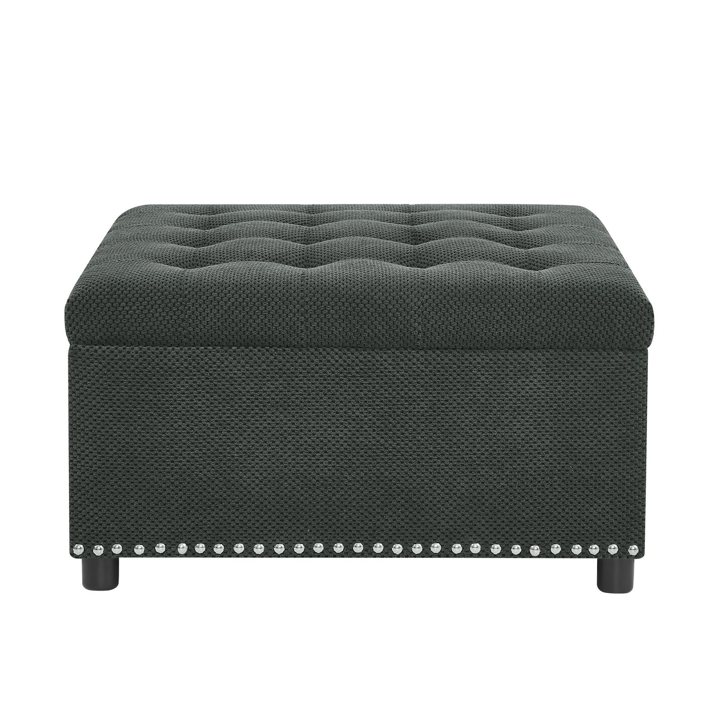 Square Tufted Storage Ottoman With Nailhead Trim Home Essentials