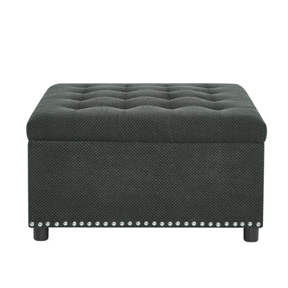 Square Tufted Storage Ottoman With Nailhead Trim Home Essentials