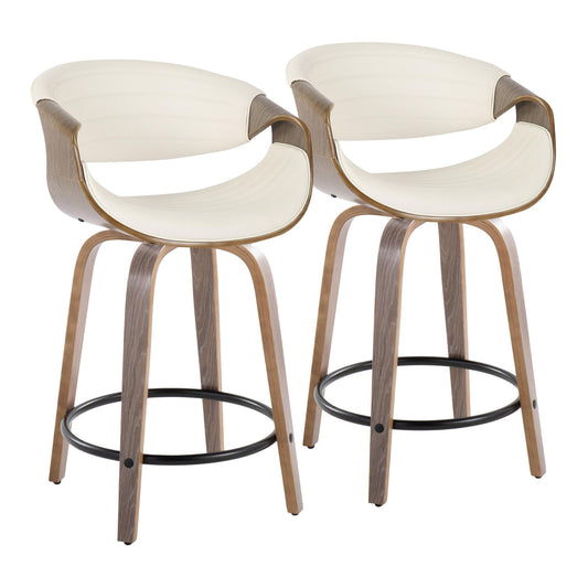 Symphony - Mid Century Modern Fixed Height Counter Stool With Swivel And Round Footrest (Set of 2) Lumi Source
