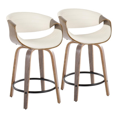Symphony - Mid Century Modern Fixed Height Counter Stool With Swivel And Round Footrest (Set of 2) Lumi Source