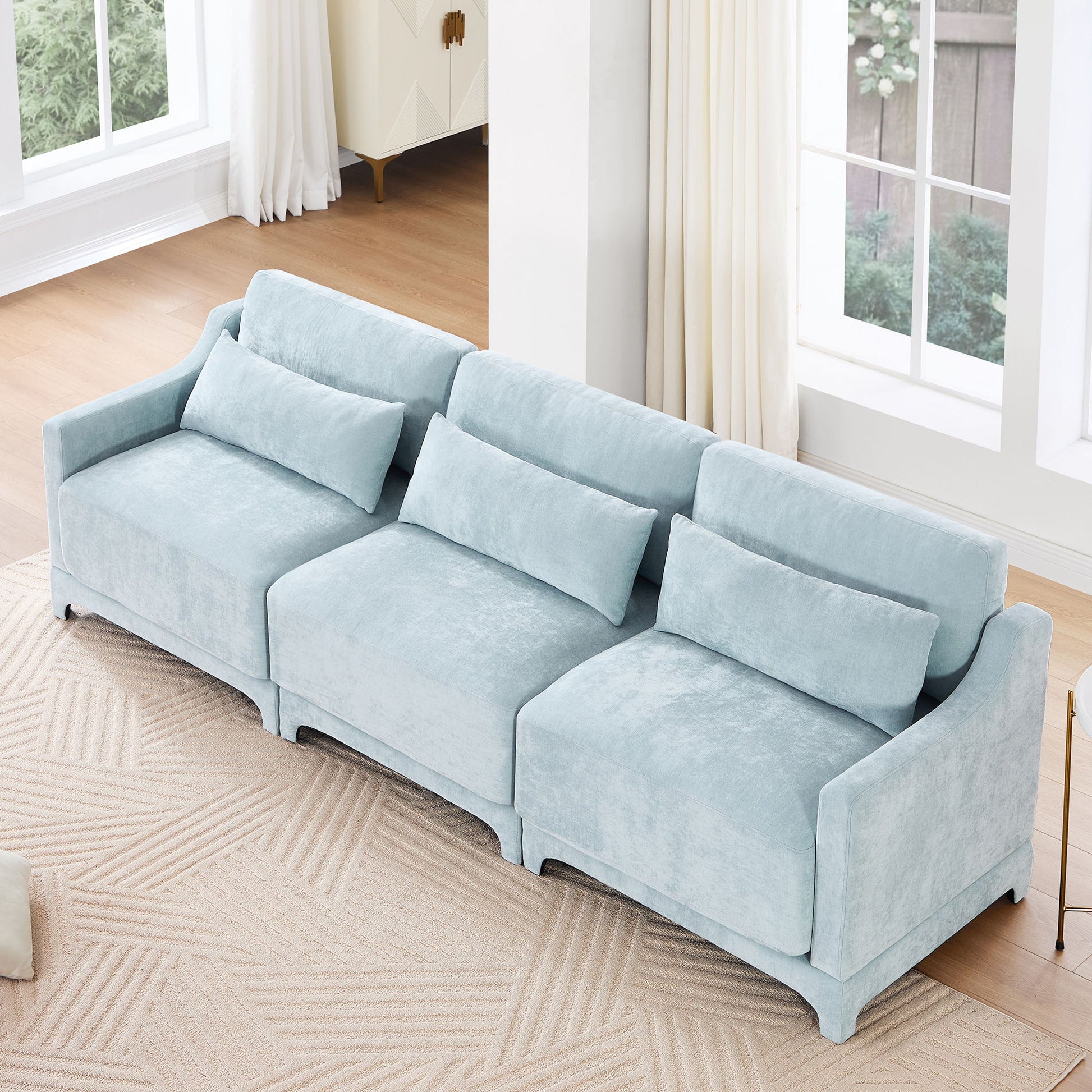 Elegant Sofa With Ergonomic Design And Lumbar Pillows Home Essentials