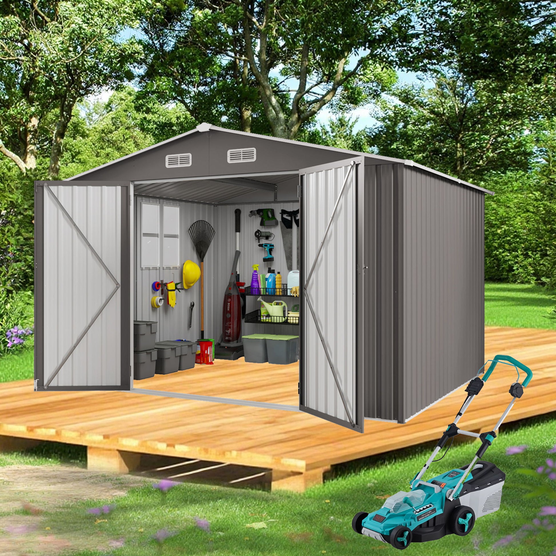 Large Outdoor Storage Shed With Lockable Door, Air Vent Daily Nest