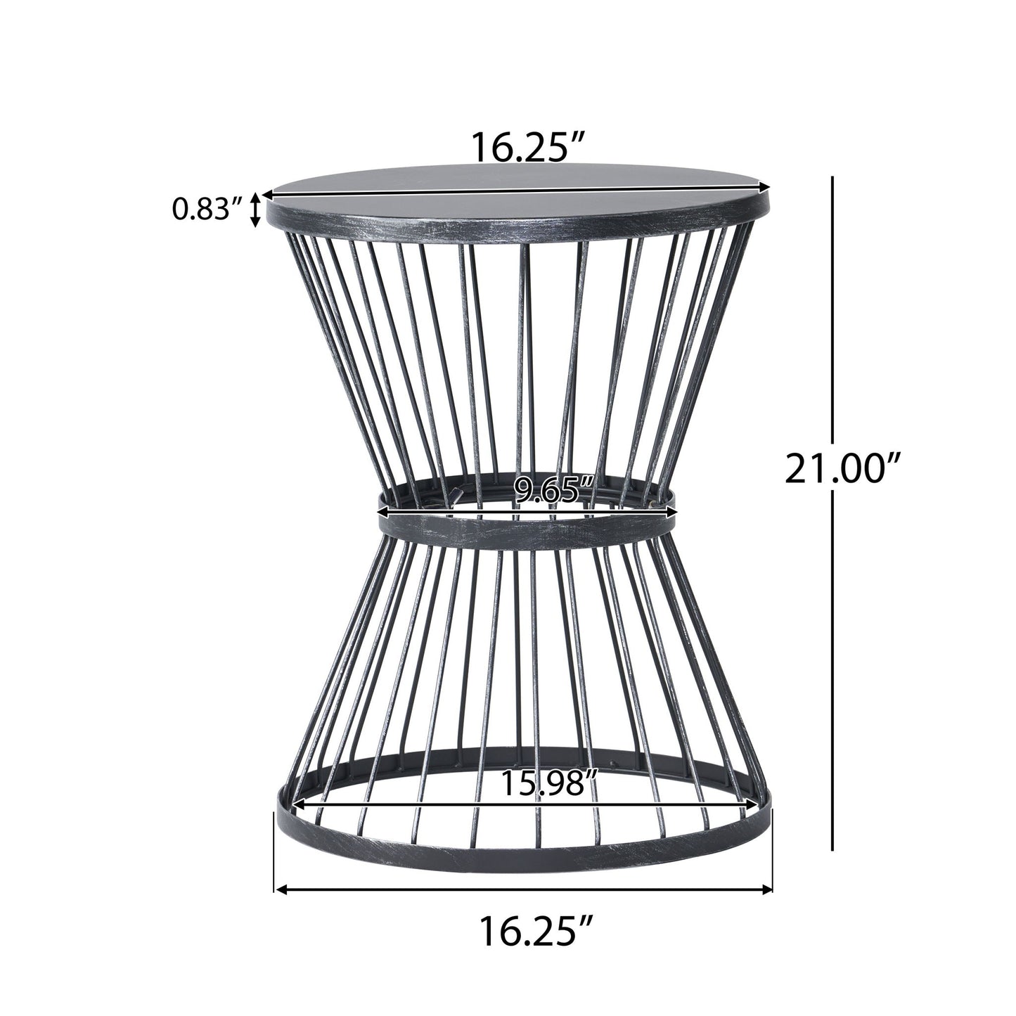 Lassen - Modern Outdoor Side Table With Hourglass Design Noble House
