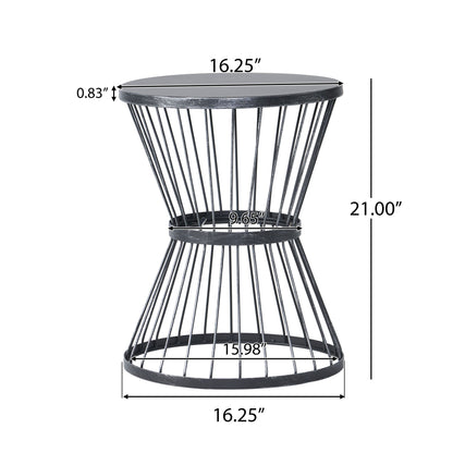 Lassen - Modern Outdoor Side Table With Hourglass Design Noble House