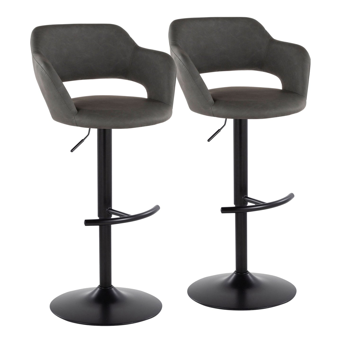 Margarite - Contemporary Adjustable Barstool With Swivel With Rounded T Footrest (Set of 2) Lumi Source