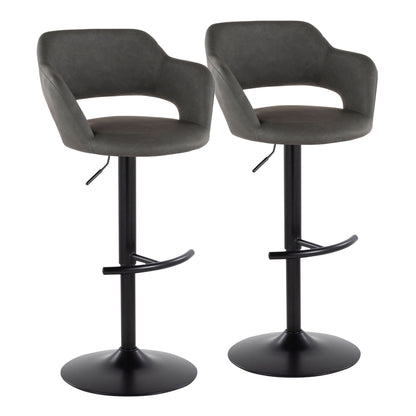 Margarite - Contemporary Adjustable Barstool With Swivel With Rounded T Footrest (Set of 2) Lumi Source