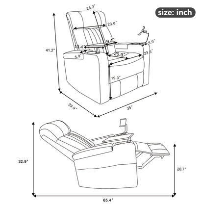 Power Recliner With Storage Arms, Cupholders, Swivel Tray Table And Cell Phone Stand - Brown Hearth and Haven