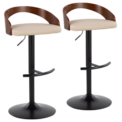 Grotto - Contemporary Adjustable Barstool With Swivel With Rounded T Footrest (Set of 2) Lumi Source