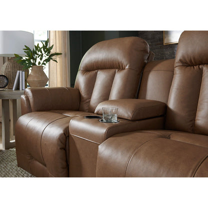 Suitably Leather Power Tilt-Headrest Console Loveseat Best Home Furnishings