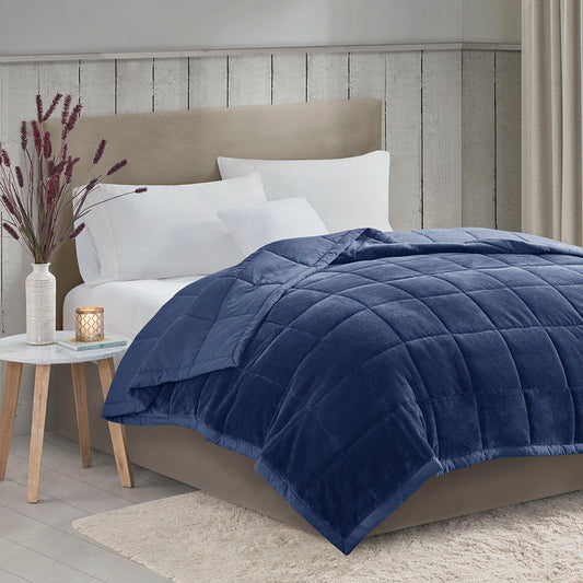 Coleman - Twin Reversible Down Alternative Blanket With HeiQ Smart Temp Treatment - Navy Madison Park