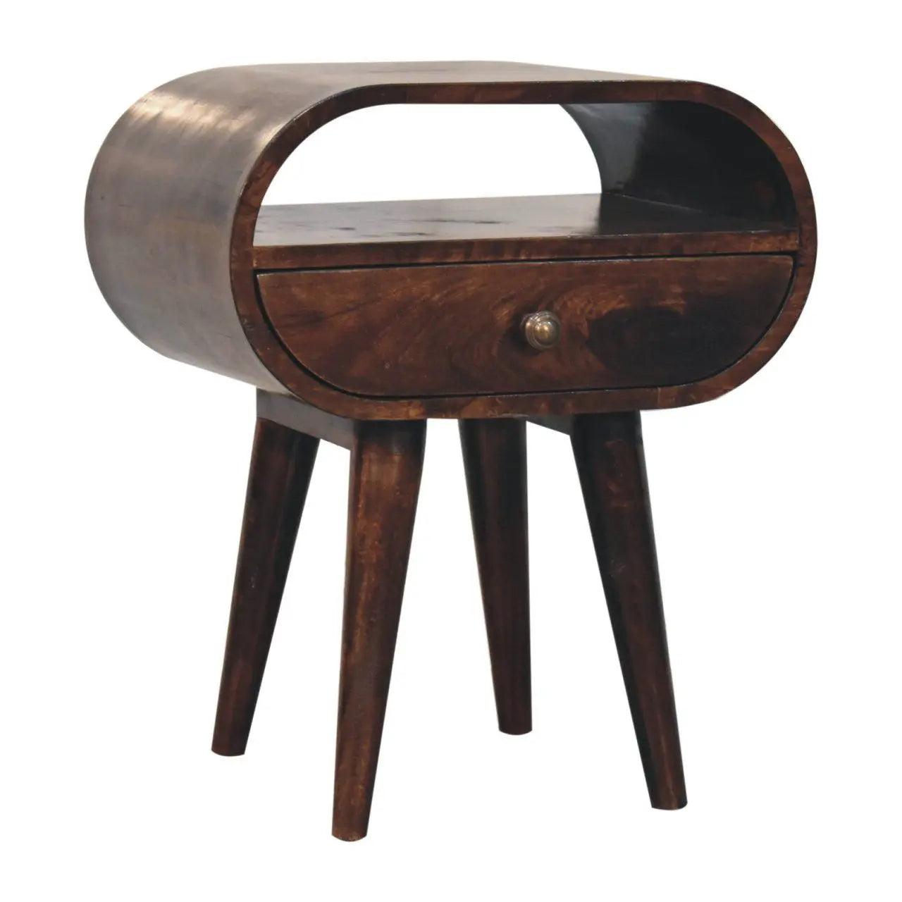 Circular Bedside Table With Open Slot - Walnut Artisan Furniture