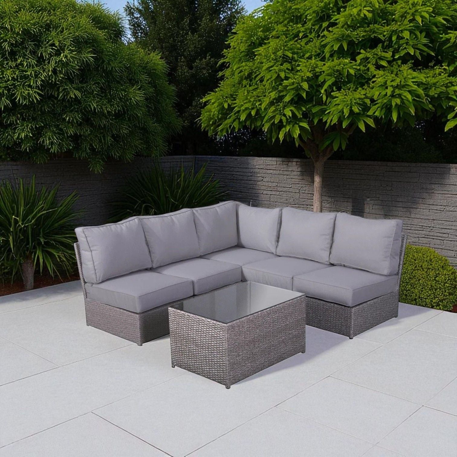 Comfortable Modern Patio Rattan Sectional Set With Cushions LSI Patio Furniture