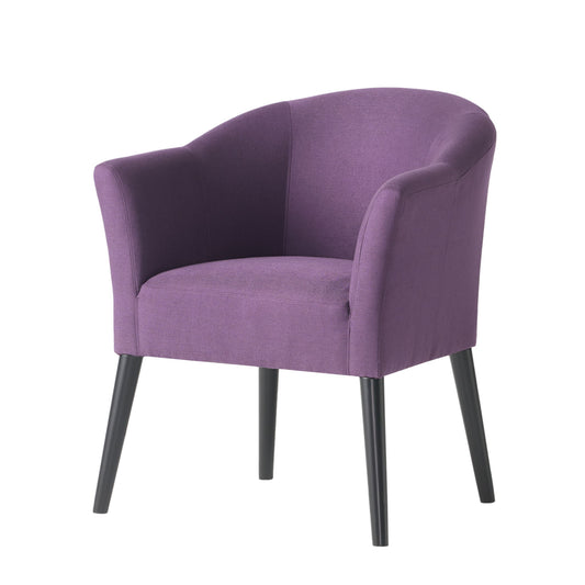 Fabric Arm Chair With Wooden Legs And Cushioned Seat - Plum Noble House