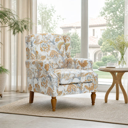 Accent Chair With Floral Upholstery And Nailhead Trim Home Essentials