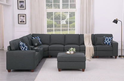 Hannah - Sectional Sofa With Ottoman - Dark Gray Urban Retreats