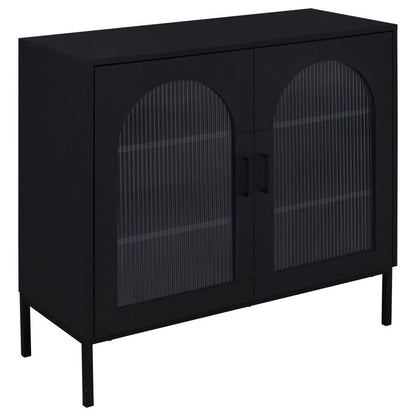 Jess - 2-Door Arched Fluted Glass Accent Cabinet - Black Coaster Fine Furniture